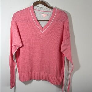 Lisa Todd 100% Cotton Pink V-Neck Women's Sweater